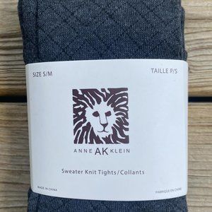 Anne Klein Dark Grey Sweater Knit Tights Diamond Detail (S/M)